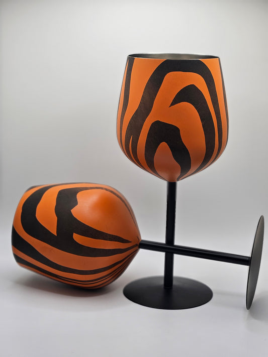 Black and Orange Helmet Stainless Steel Wine Glass (Set of 2)