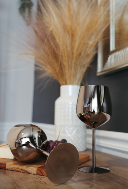 Black Stainless Steel Wine Goblet (Set of 2)